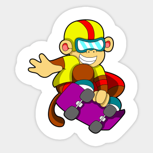 Monkey as Skater with Skateboard & Helmet Sticker